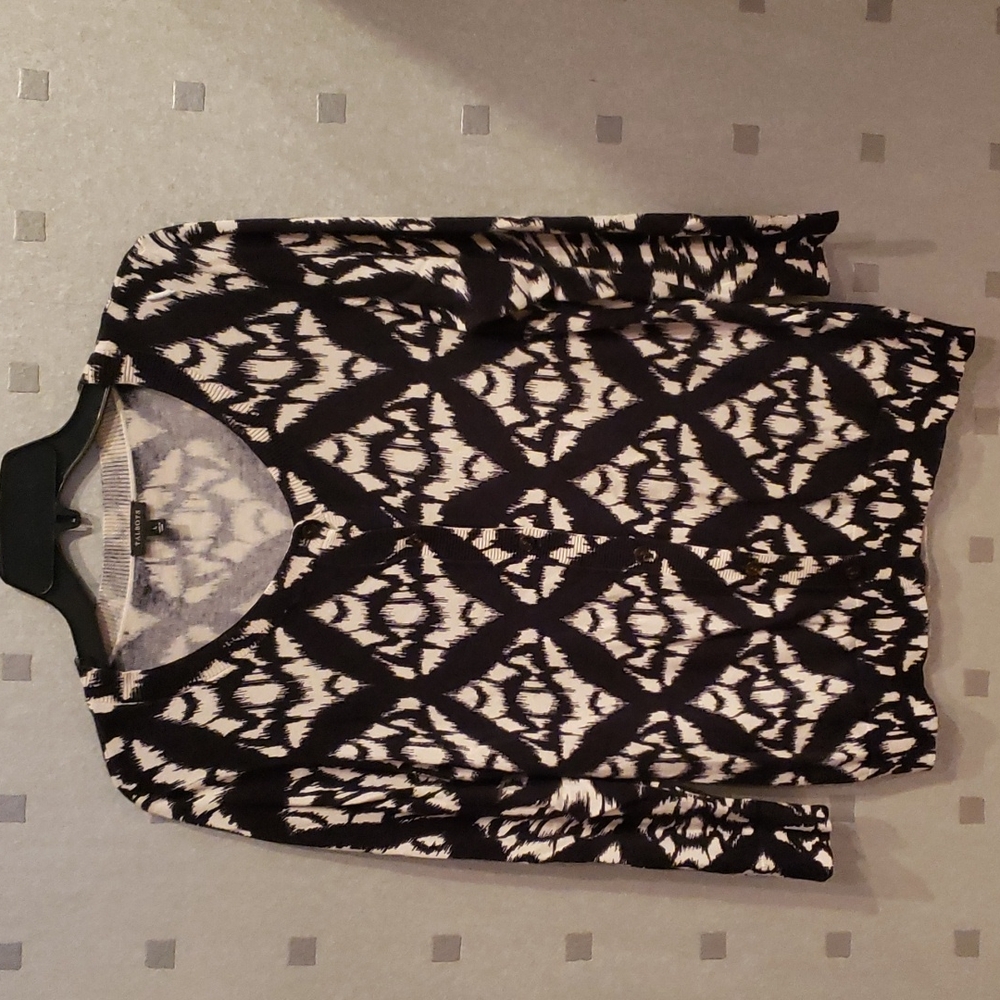 TALBOTS, Cardigan Navy blue and beige sweater. Size L